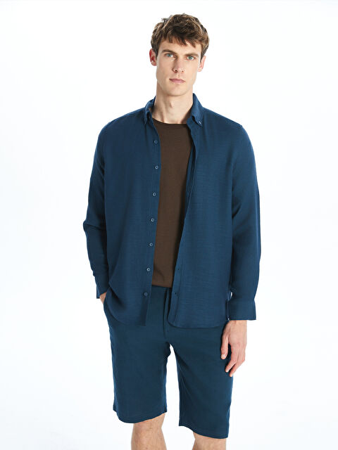 SOUTHBLUE Standart Kalıp Uzun Kollu Gabardin Erkek Gömlek - S5PR50Z8-CYB