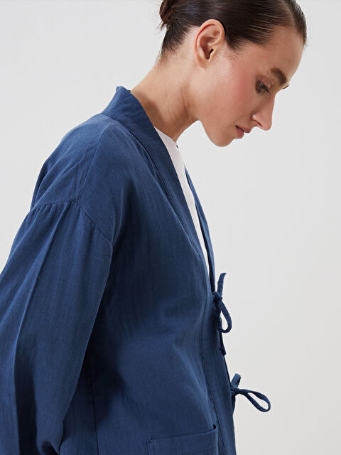 LCW Modest V Yaka Oversize Müslin Kadın Kimono - S5PR56Z8-R4M