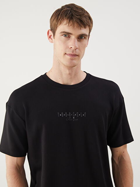 LCW Vision Bisiklet Yaka Baskılı Penye Erkek Tişört - S5PR98Z8-CVL