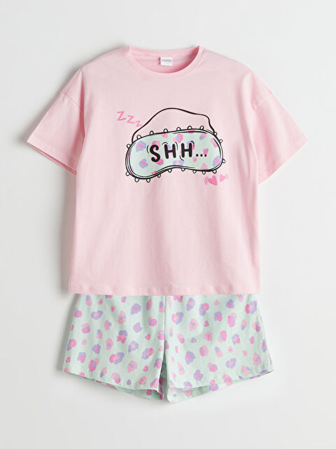 LCW Kids Bisiklet Yaka Kız Çocuk Şortlu Pijama Takımı - S5PS15Z4-FYX