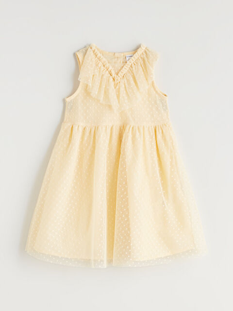 LCW Kids V Yaka Kız Çocuk Dantel Elbise - S5PS35Z1-FRS