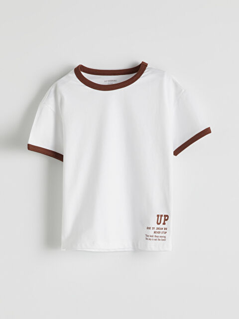 LCW Kids Bisiklet Yaka Yazı Baskılı Erkek Çocuk Tişört - S5PS54Z1-L0E