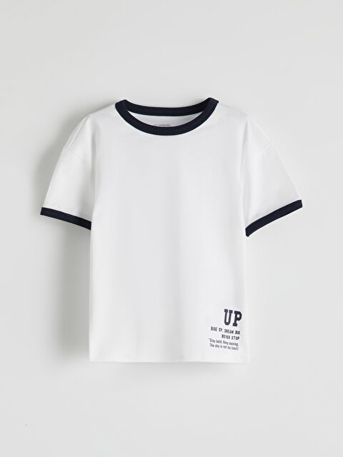 LCW Kids Bisiklet Yaka Yazı Baskılı Erkek Çocuk Tişört - S5PS54Z1-HSD