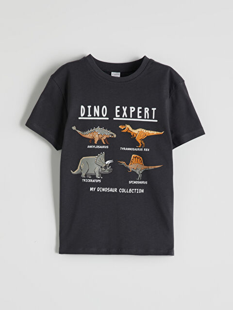 LCW Kids Bisiklet Yaka Dinozor Baskılı Erkek Çocuk Tişört - S5PS56Z1-HEF