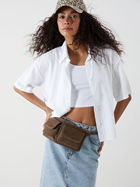 XSIDE Çizgili Keten Karışımlı Kadın Gömlek - S5PS57Z8-Q6K