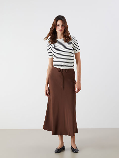 LCW Vision Beli Fermuarlı Keten Karışımlı A Kesim Etek - S5PS77Z8-JTW