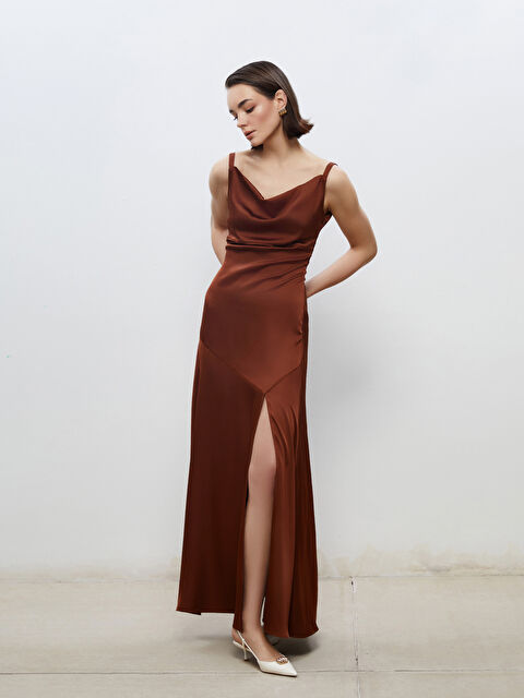 Soulife Dökümlü Yaka Askılı Abiye Elbise - S5PS88Z8-J0V