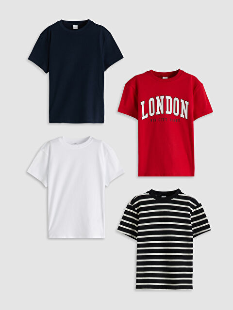 LCW Kids Majica za dečake sa okruglim izrezom, pakovanje od 4 komada - S5PS92Z1-HJY