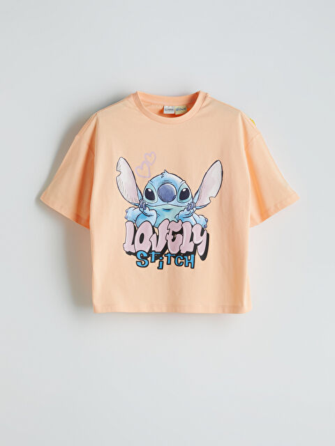 LCW Kids Bisiklet Yaka Stitch Baskılı Kız Çocuk Crop Tişört - S5PS99Z4-VVW
