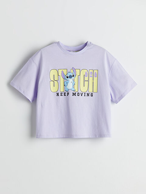 LCW Kids Bisiklet Yaka Stitch Baskılı Kız Çocuk Crop Tişört - S5PT00Z4-VZE