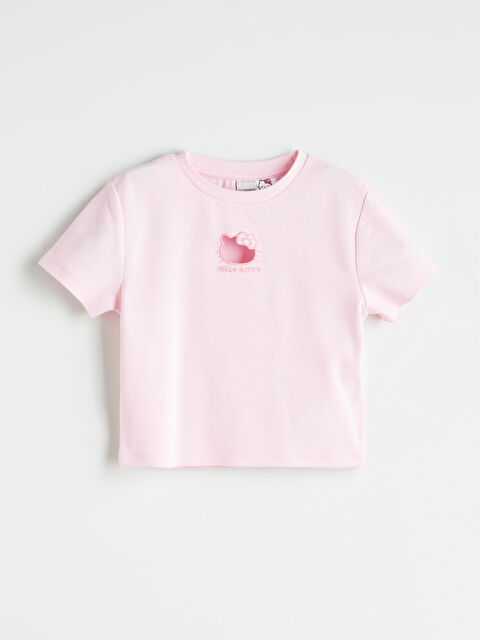 LCW Kids Bisiklet Yaka Hello Kitty Nakışlı Kız Çocuk Crop Tişört - S5PT06Z4-QXB