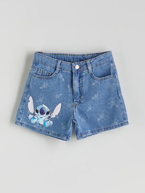 LCW Kids Stitch Baskılı Kız Çocuk Jean Şort - S5PT11Z4-H45