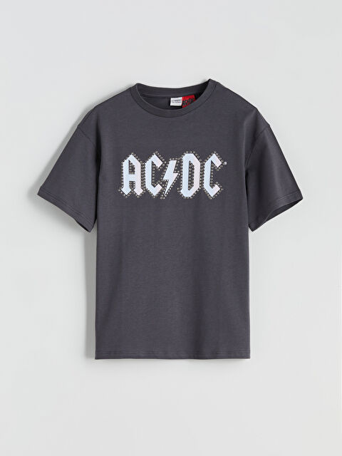 LCW Kids Bisiklet Yaka AC/DC Baskılı Kısa Kollu Kız Çocuk Tişört - S5PT34Z4-HJU