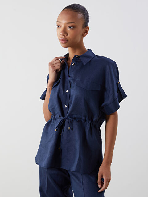 LCW Vision %100 Keten Kadın Gömlek - S5PT58Z8-CRP