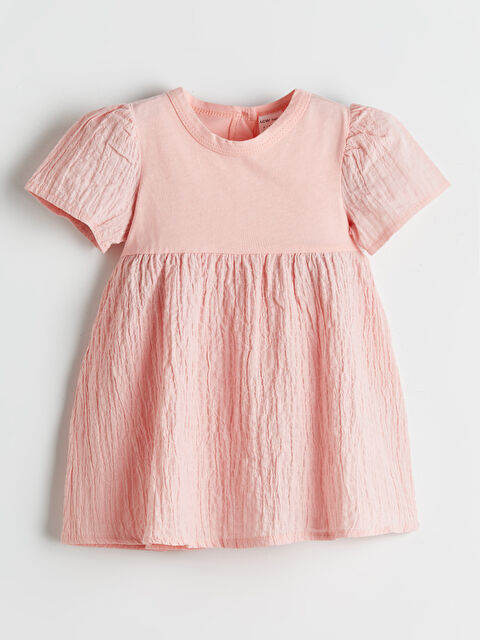 LCW baby Crew Neck Baby Girls' Cotton Jersey Dress - S5PU23Z1-VHL