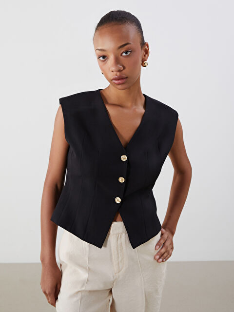 LCW Vision V Yaka Kadın Klasik Yelek - S5PU50Z8-CVL