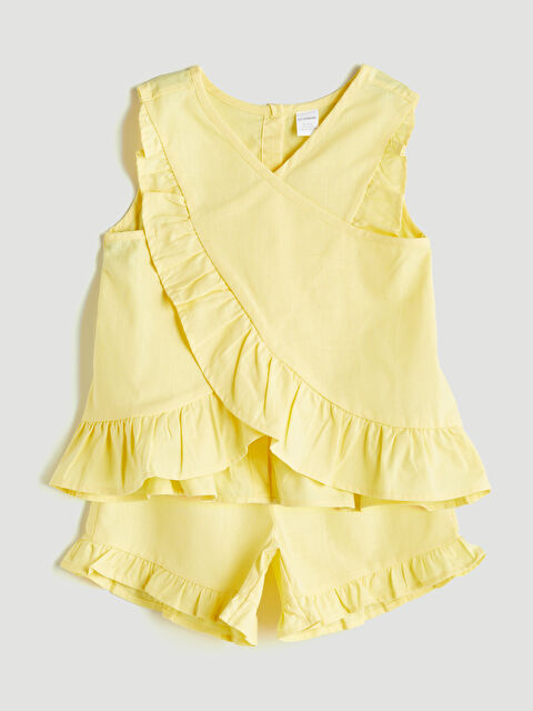 LCW Kids Bisiklet Yaka Basic Kız Çocuk Bluz ve Şort 2'li - S5PU74Z1-FSR