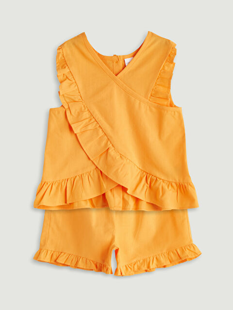 LCW Kids Bisiklet Yaka Basic Kız Çocuk Bluz ve Şort 2'li - S5PU74Z1-JWC