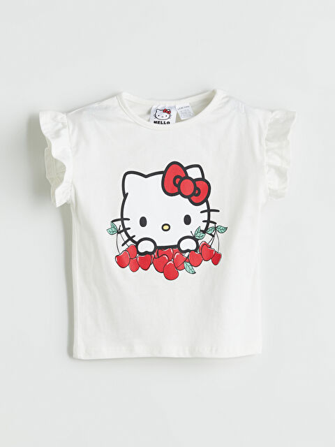 LCW baby Bisiklet Yaka Hello Kity Baskılı Kız Bebek Tişört - S5PV06Z1-FDU
