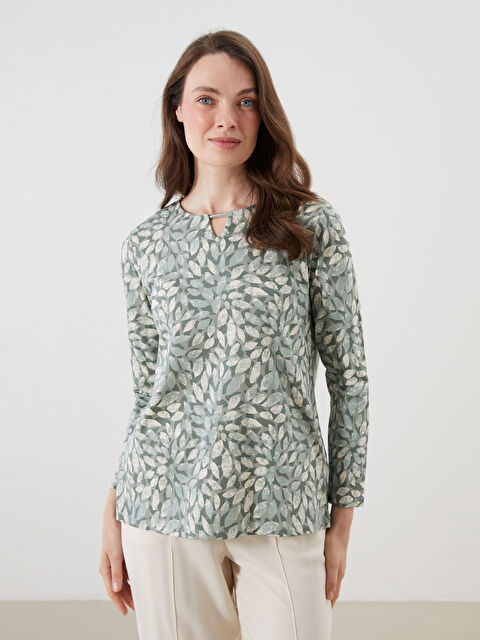 LCW Grace Bisiklet Yaka Çiçekli Bluz - S5PV22Z8-LRL