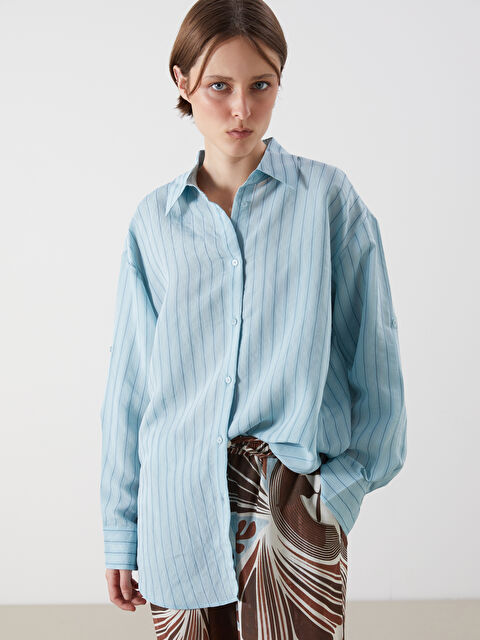 LCW Vision Çizgili Kadın Gömlek - S5PV71Z8-LEN