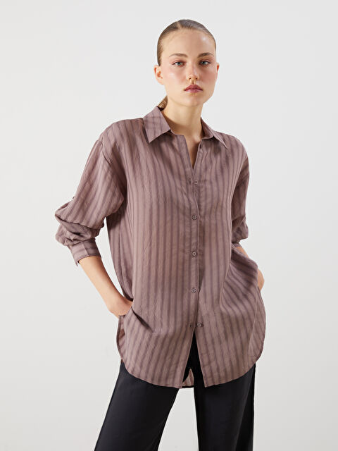 LCW Vision Çizgili Kadın Gömlek - S5PV71Z8-LEW