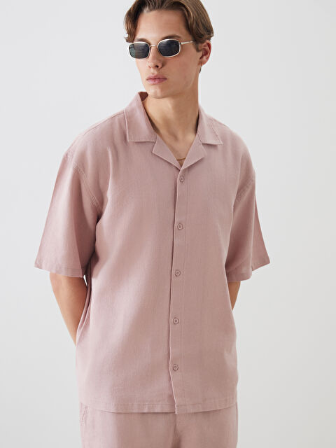 XSIDE Rahat Kalıp Kısa Kollu Keten Görünümlü Erkek Gömlek - S5PV75Z8-QE1