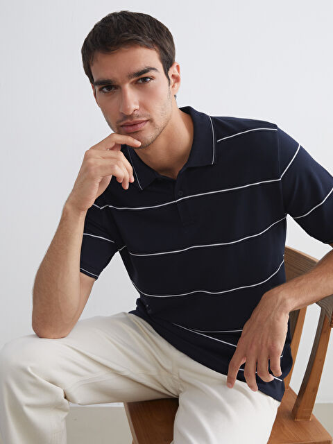 SOUTHBLUE Polo Neck Striped Pique Men's T-Shirt - S5PV81Z8-RFH