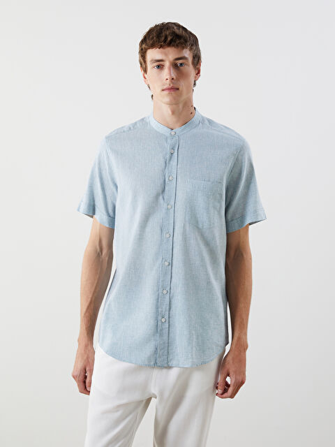 LCWAIKIKI Classic Regular Fit Kısa Kollu Keten Karışımlı Erkek Gömlek - S5PV98Z8-CY8