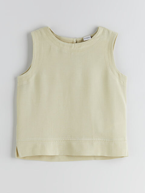 LCW Kids Bisiklet Yaka Keten Karışımlı Kız Çocuk Bluz - S5PY17Z4-G2U