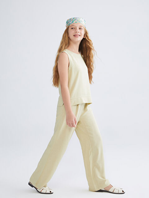 LCW Kids Keten Karışımlı Kız Çocuk Bluz ve Pantolon - S5PY18Z4-G2U