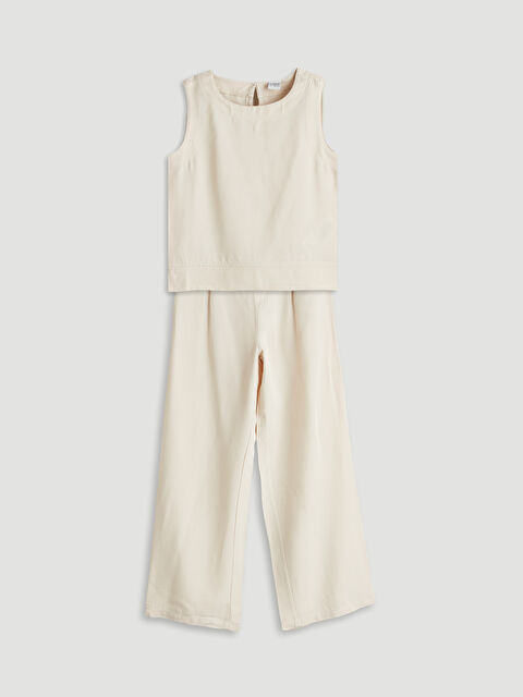 LCW Kids Keten Karışımlı Kız Çocuk Bluz ve Pantolon - S5PY18Z4-QW6