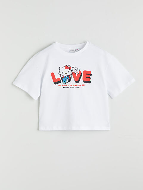 LCW Kids Bisiklet Yaka Hello Kitty Baskılı Kız Çocuk Crop Tişört - S5PY49Z4-Q6K