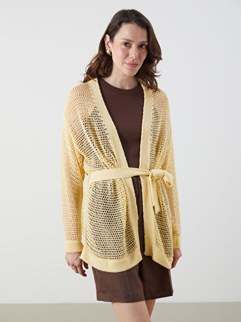 LCWAIKIKI Classic Şal Yaka Ajurlu Kadın Triko Hırka - S5PY93Z8-CRK