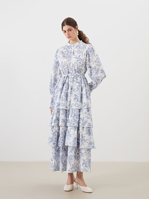 LCW Modest Hakim Yaka Çiçekli Katkat Elbise - S5Q047Z8-LQQ