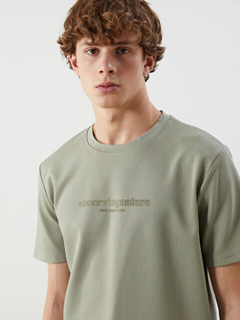 XSIDE Bisiklet Yaka Baskılı Erkek Tişört - S5Q104Z8-SEV