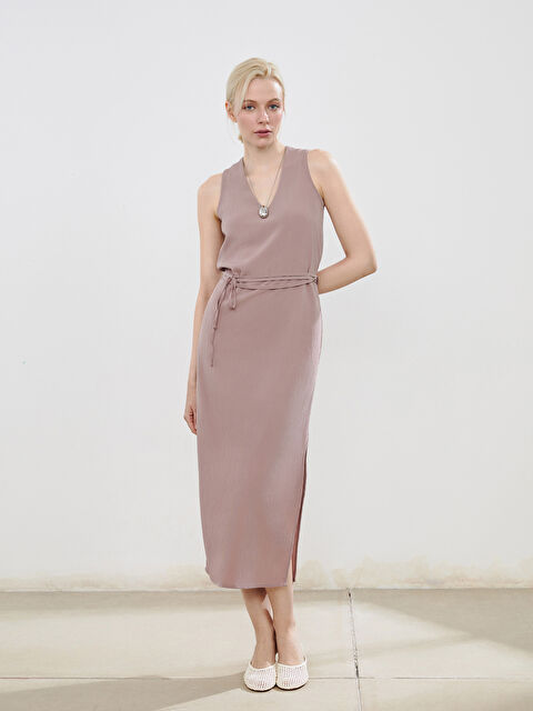 Soulife V Yaka Krep Elbise - S5Q156Z8-YHH