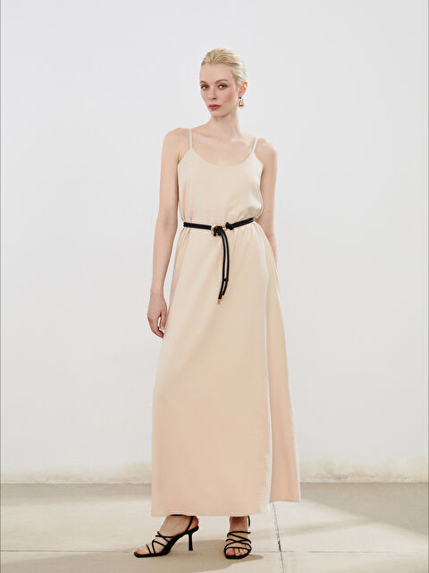 Soulife U Yaka Askılı Krep Elbise - S5Q157Z8-HZZ