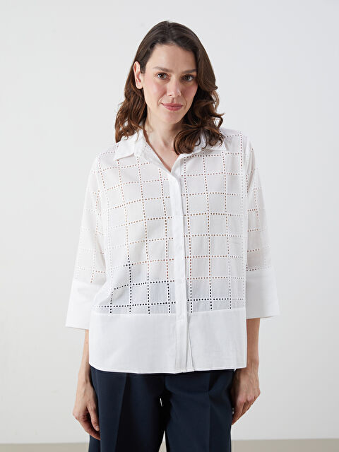 LCWAIKIKI Classic Ajurlu Brode Kadın Gömlek - S5Q162Z8-Q6K