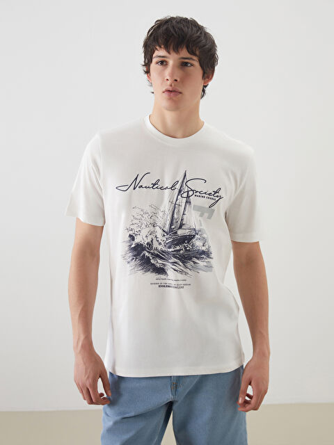 XSIDE Bisiklet Yaka Baskılı Penye Erkek Tişört - S5Q166Z8-R9J