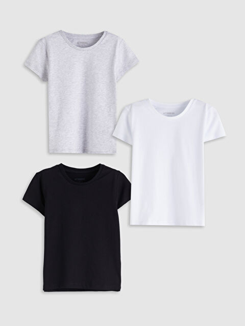 LCW Kids Bisiklet Yaka Erkek Çocuk Tişört 3'lü - S5Q221Z1-JYX