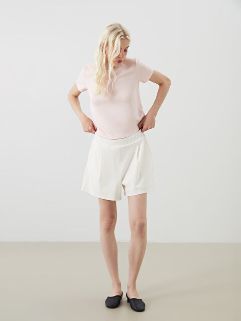 LCW Vision Beli Lastikli Pileli Kadın Şort - S5Q233Z8-R9J