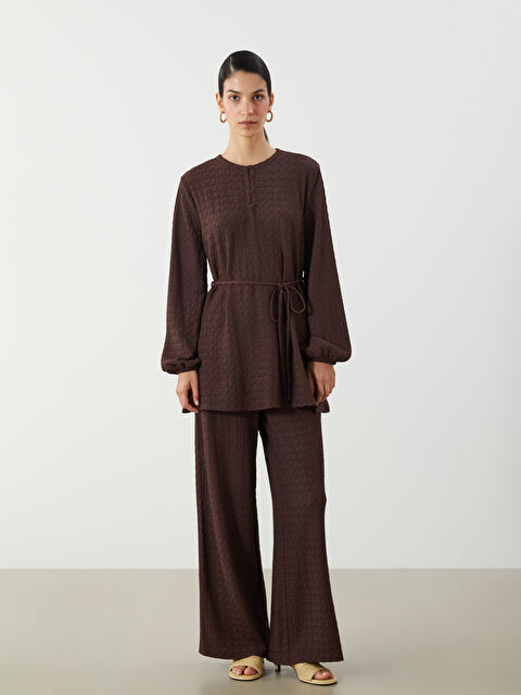 LCW Modest Elasticated Waist Textured Women's Trousers - S5Q239Z8-HDR