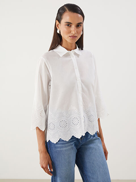 LCWAIKIKI Classic Ajurlu Brode Kadın Gömlek - S5Q277Z8-Q6K