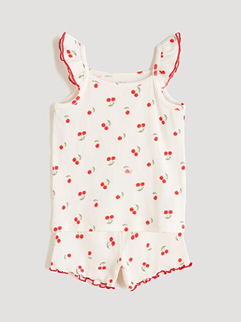 LCW baby Kiraz Baskılı Kız Bebek Bluz ve Şort 2'li - S5Q290Z1-LRA