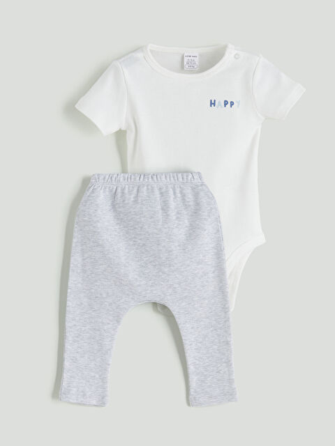 LCW baby Baskılı Erkek Bebek Çıtçıtlı Body ve Tayt 2'li - S5Q317Z1-R9J
