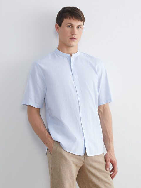 LCW Vision Regular Fit Hakim Yaka Keten Karışımlı Erkek Gömlek - S5Q333Z8-S0S