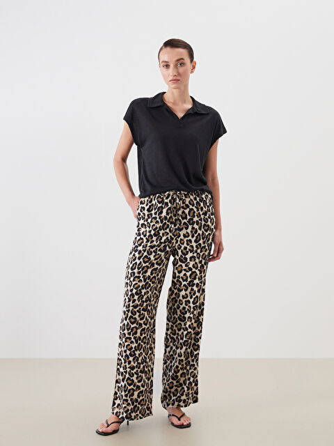 LCW Comfort Beli Lastikli Leopar Desenli Kadın Pantolon - S5Q351Z8-LQY