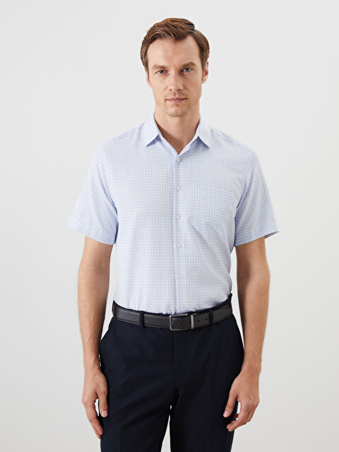 LCW BUSINESS Regular Fit Kısa Kollu Ekose Erkek Gömlek - S5Q364Z8-LLC