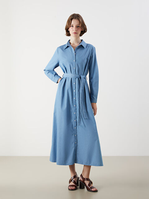 LCWAIKIKI Classic Collared Neck Women's Denim Dress - S5Q371Z8-311